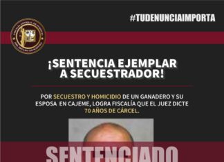 ENTENCIAN A 70 AÑOS DE PRISIÓN A HOMICIDA Y SECUESTRADOR DE GANADERO EN CAJEME