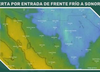 Alerta Protección Civil Sonora por llegada de frente frío no. 15