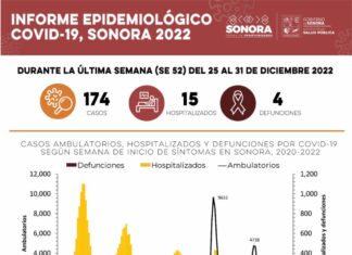 Salud Sonora reporta 174 nuevos casos de Covid-19