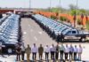 Realiza Gobernador Durazo fortalecimiento histórico en seguridad con equipamiento y entrega de patrullas