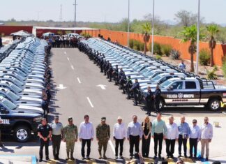 Realiza Gobernador Durazo fortalecimiento histórico en seguridad con equipamiento y entrega de patrullas