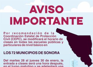 Recomienda Protección Civil modificación de horario de clases en toda la entidad: SEC